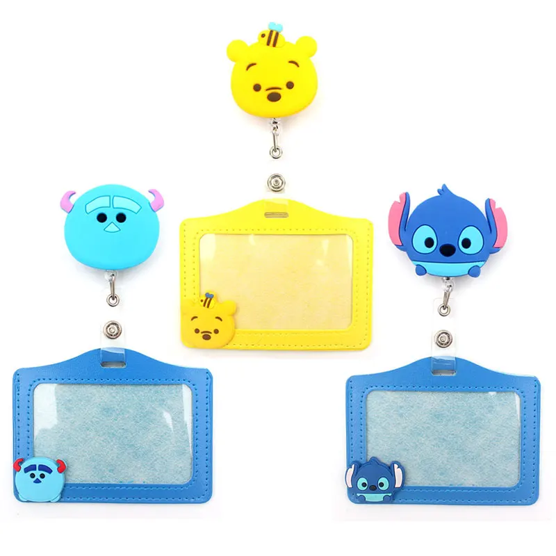 Disney Creative Stitch And Winnie Retractable Badge Reel Nurse & Doctor Card Holder Office & Hospital Boy & Girl Name Card