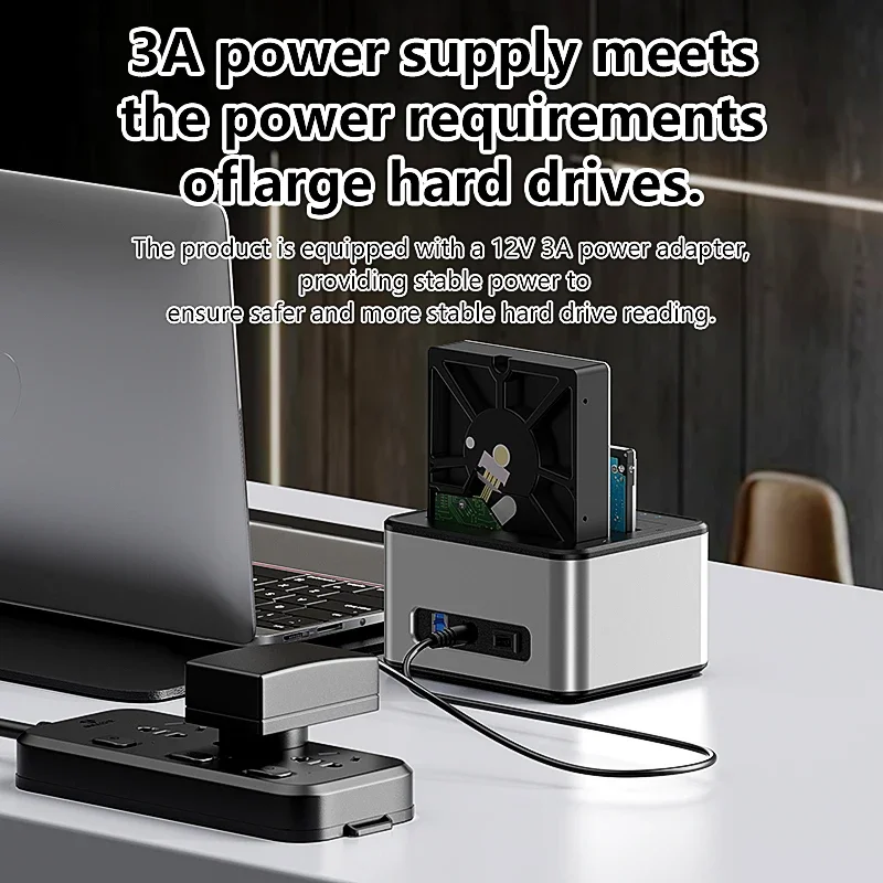 Фото Док-станция для двух жестких дисков, корпус для SSD/HDD SATA с интерфейсом USB 3.0 и функцией автономного клонирования, совместим с 2.5/3.5 дюймовыми дисками №4