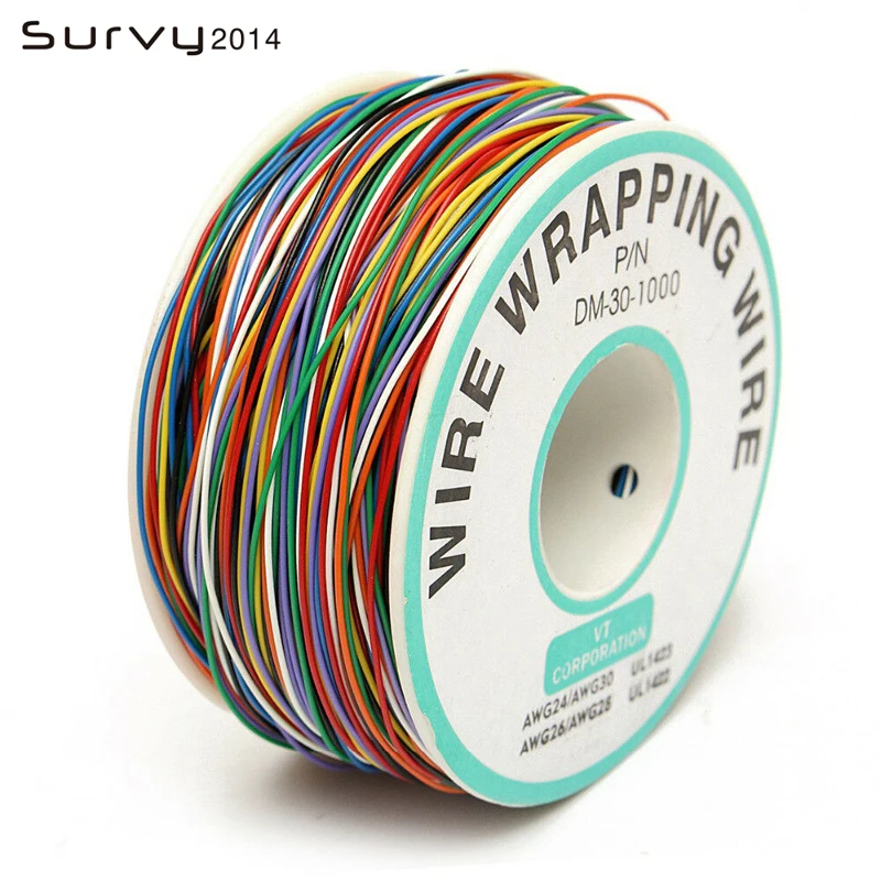 250 м 8-проводная цветная Изолированная P/N B-30-1000 30AWG катушка для обмотки проводов