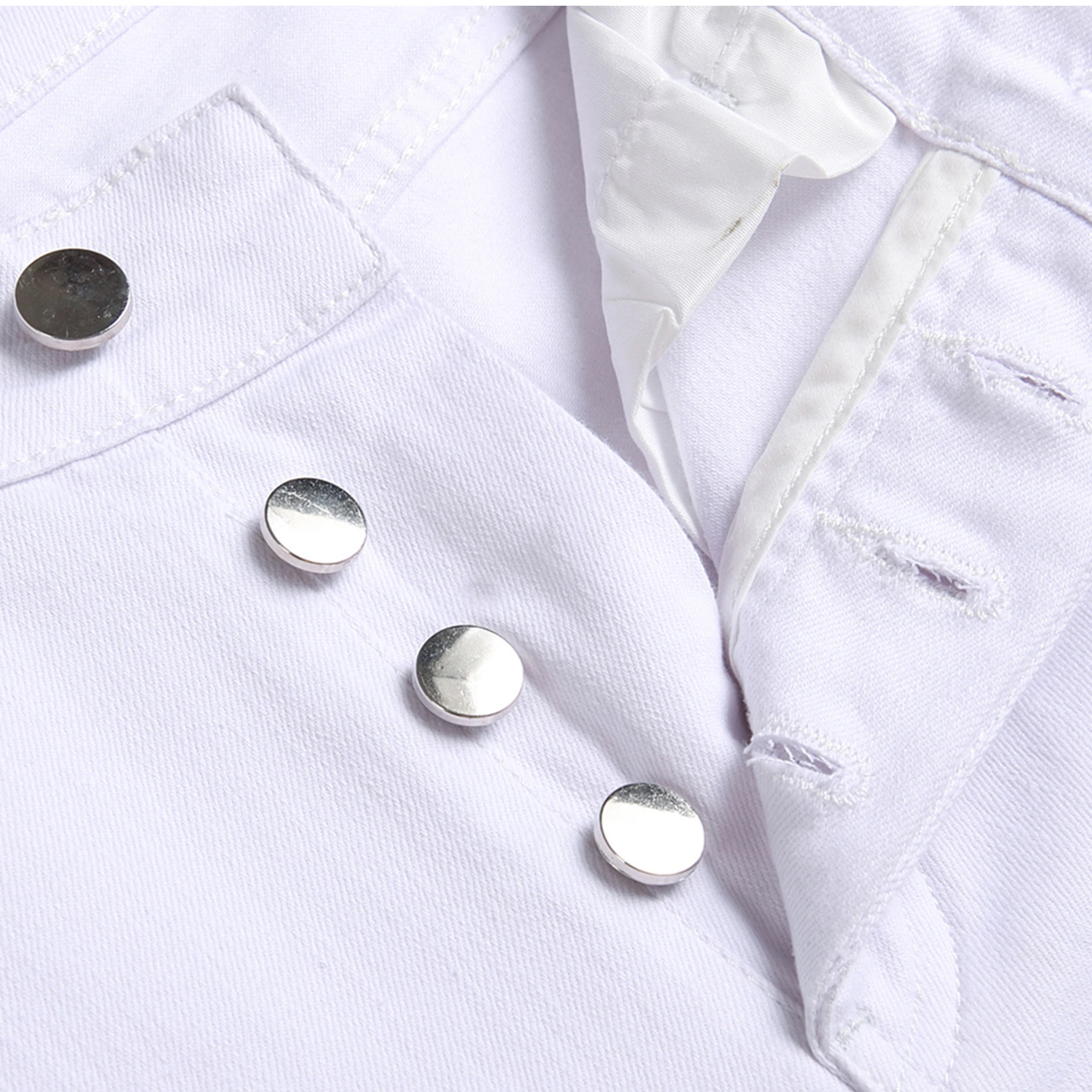 New Spring/Fall 2022 Men's Jeans Solid Color Button-Down Denim Pants White Casual Sports Quality Boyfriend Pants Spodnie Męskie