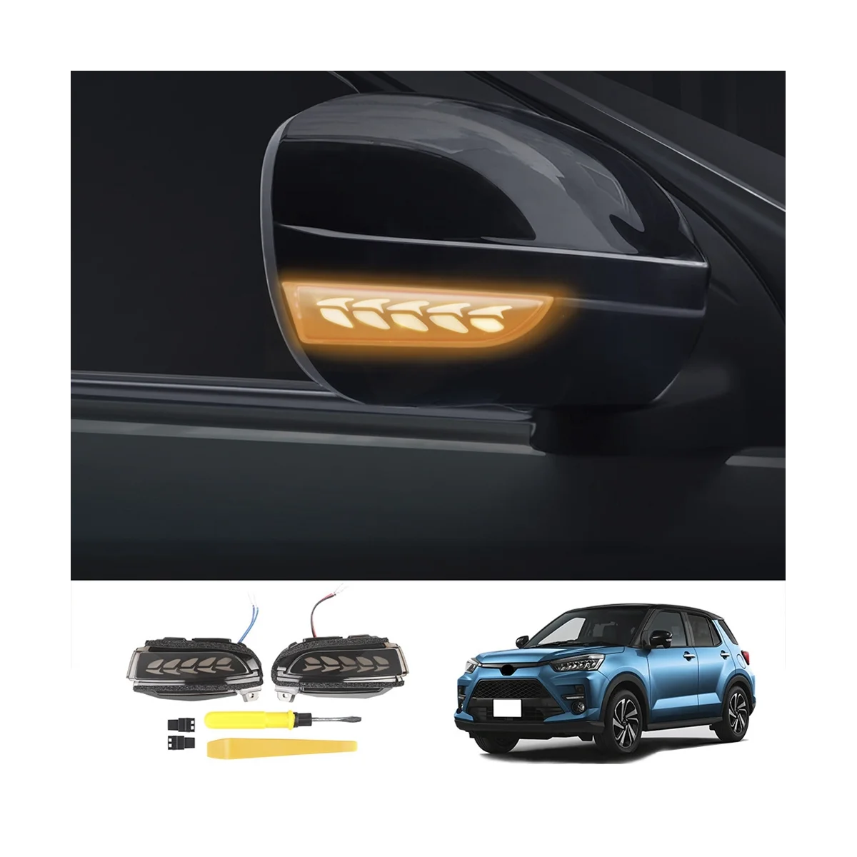 

Автомобильный фонарь с динамическим поворотным сигналом, зеркальная лампа с боковым крылом для Toyota Raize 2021-2023, японская версия