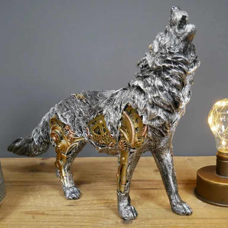 

Статуя собаки в стиле панк, волк, слон, полимерная скульптура, настольные фигурки животных, украшение для дома и кабинета, украшение для дома