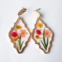 pressed multi wild flower earrings for women girl resin jewelry real dired flower dangle earrings handmade with blossom ea0882