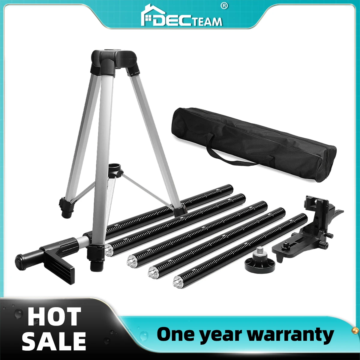 

Decteam 12 Ft./3.7m Laser Tripod Telescoping Pole with 1/4-Inch by 20-Inch Laser Mount for Rotary Included Rod & 5/8"-11 Adapter