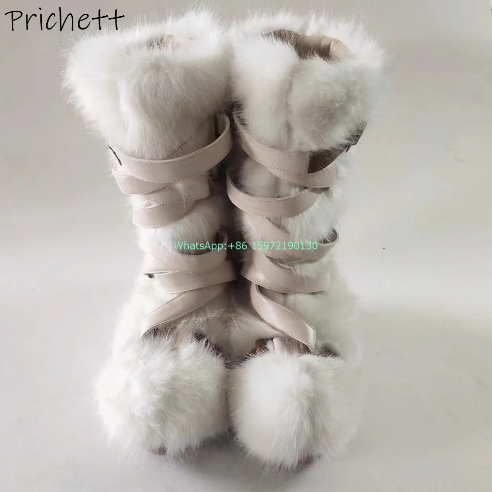 Ботфорты женские с пряжкой и круглым носком большие размеры