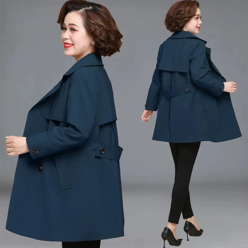 

Middle-aged And Elderly Wwindbreaker Coat Women's Long Coat 2022 New Spring Autumn Long Trench Coat British Middle-aged Coat