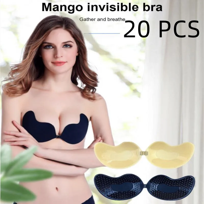 

20 PCS Reusable Chest Strapless Bra Push Up Self-Adhesive Breast Stickers Silicone Women Bralette Wedding Party Dress Bra