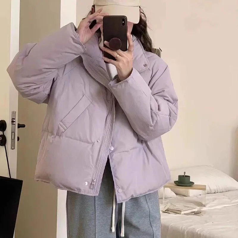 Женская короткая пуховая куртка Корейская свободная парка модная повседневная