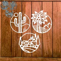 circle scene cactus coconut tree house metal cutting dies diy crafts card album making scrapbooking stencil new die cuts 2022