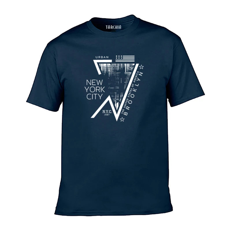 

TARCHIA 2022 Print Cotton Short Sleeve Summer T Shirt Casual Slim Fit Men Plus Size Tees Tops Homme New York City Oversized