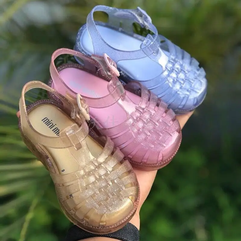 

Детские сандалии-желе Mini Melissa, модные блестящие сандалии-желе для девочек, пляжная одежда карамельных цветов, лето 2022