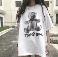 anime t shirt women gothic hip hop couple casual t shirt bear graphics oversized t shirt ladies clothes streetwear female tops
