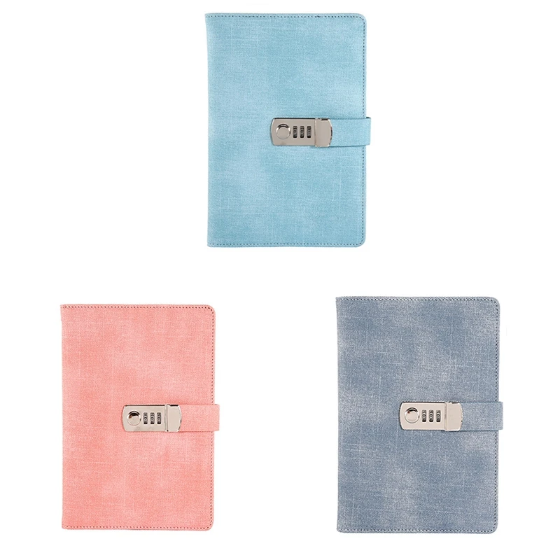 

Password Notebook Paper Lockable Portable Book PU Diary Lock Traveler Journal Weekly Planner School Stationery