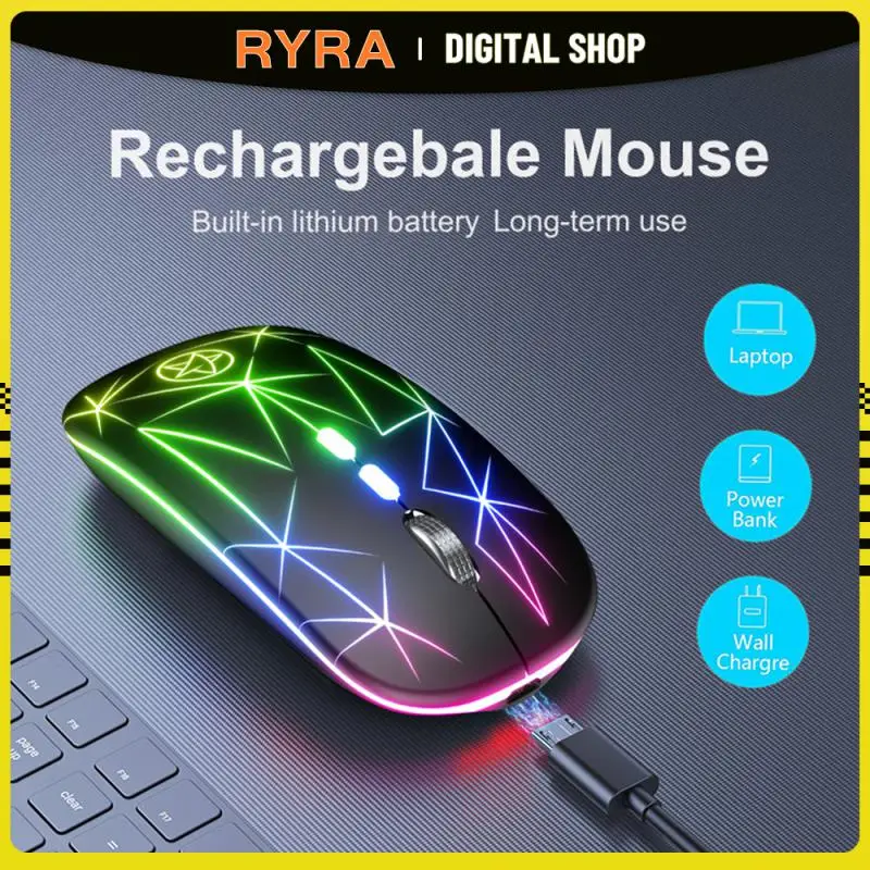 

RYRA Wireless Mouse Rechargeable 2.4G Bluetooth Mouse Silent Ergonomic Mice For Computer Laptop LED Backlit Mice For IOS Android