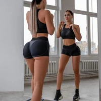 cxuey black splice sports bra shorts 2 piece set women sportswear gym fitness suit outdoor exercise workout clothes for women s