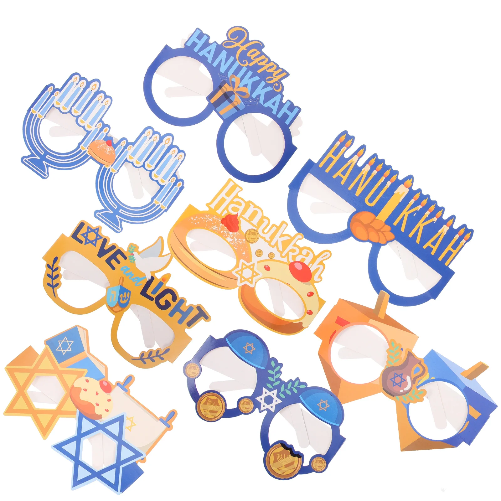 

Happy Hanukkah Eyeglasses Cartoon Paper Eyeglasses Prop Hanukkah Party Eyewear for Happy Chanukah Festival Party Decoration