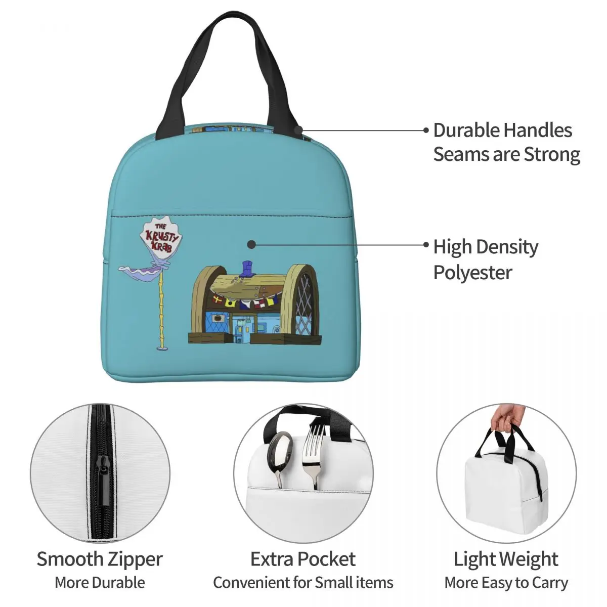 Губка Боб Квадратные Штаны Krusty Krab Сумки для обеда Изолированная коробка бенто