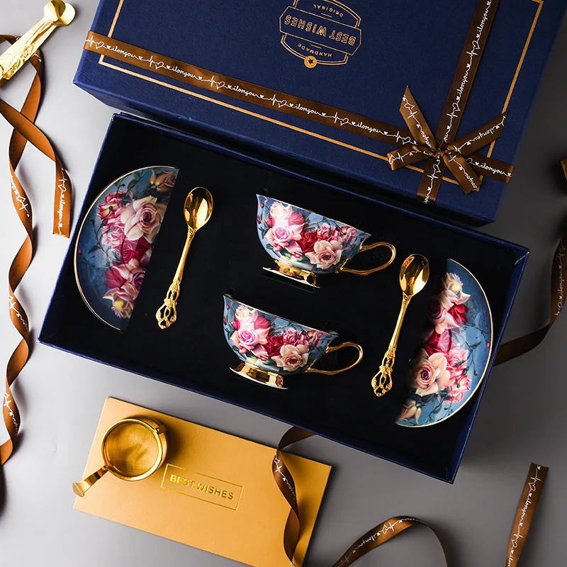 

Good-looking Bone China Coffee Cup Cup Saucer Suit Light Luxury Exquisite Gift Box British Suit Afternoon Tea Ceramic Cup