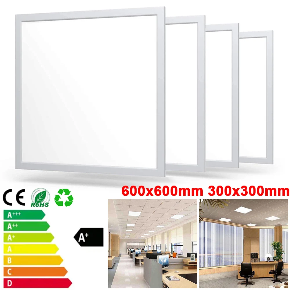 25W 50W LED Flat Panel Light Fixture 6000K Indoor Recessed Ceiling Light 300x300mm 600×600mm Low Profile Lamp For Office Kitchen