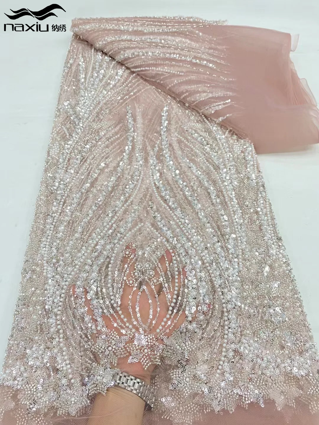 Роскошная африканская кружевная ткань Madison ручной работы 2024 высокое качество 5