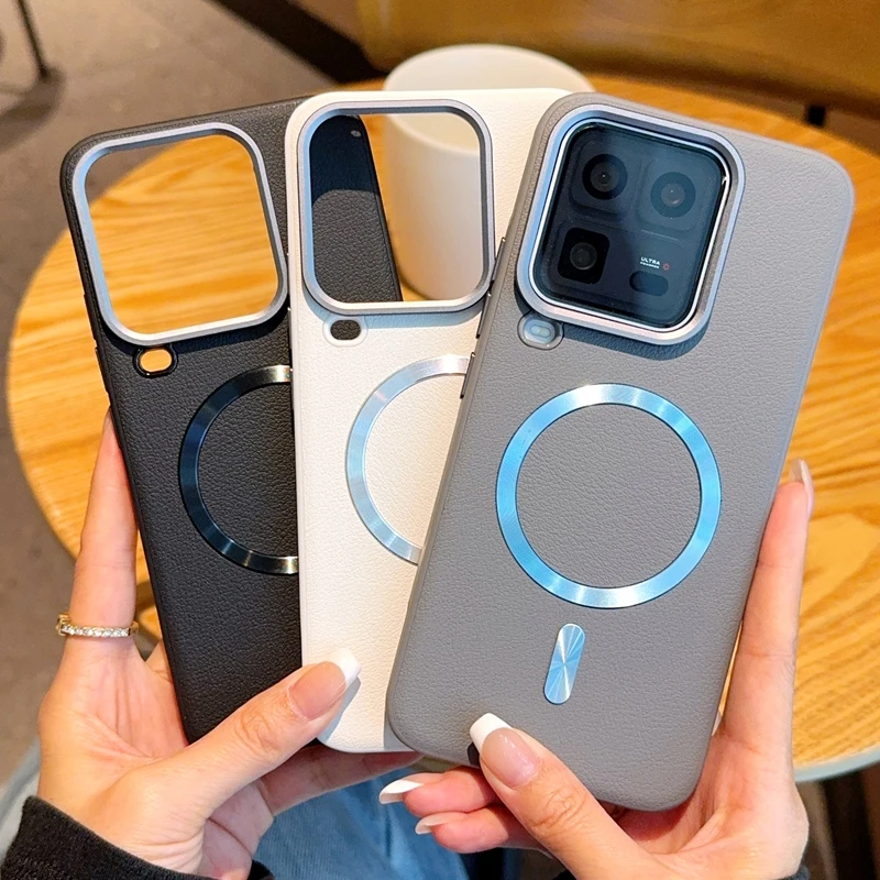 Фото Чехол для Vivo iQOO 15 Ultra с магнитной беспроводной зарядкой, кожаный, с CD-узором, металлическая рамка для камеры, защитная задняя крышка №4