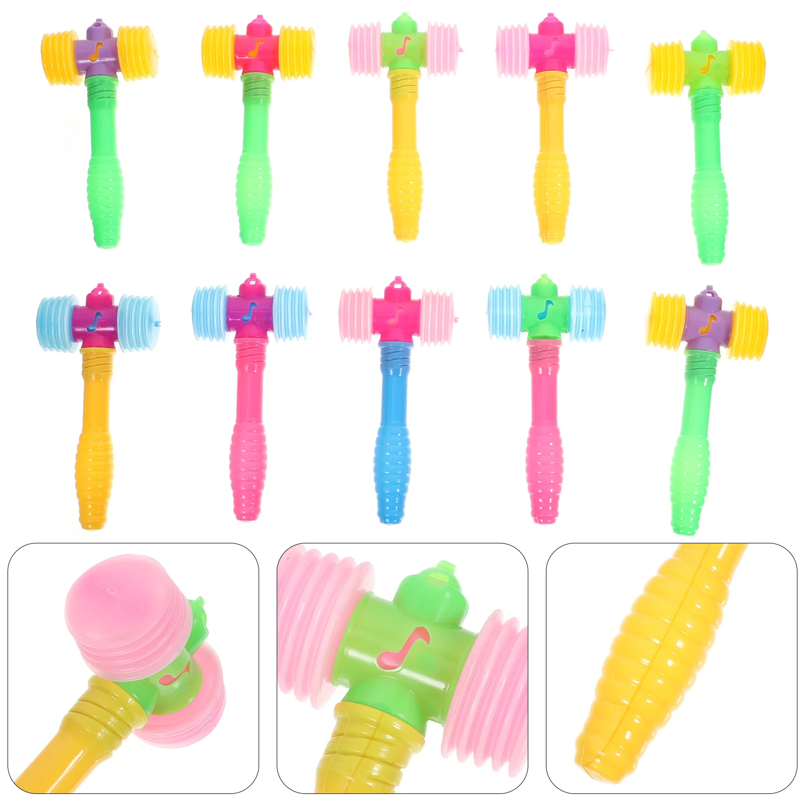 

10 Pcs Children's Bb Hammer Mallet Toys Plastic Squeaky Plaything Mini Hitting Hammers Kids Beating Gavel