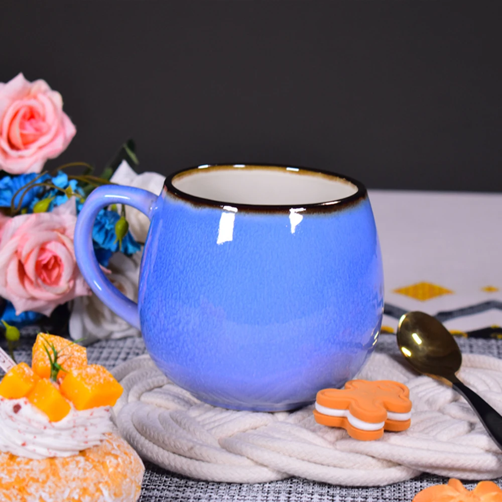 

15 oz Coffee Mug Cup Chinese Style Glaze Cups With Handle Home Breakfast Cup 450ml Pottery Mug Holiday Birthday Gift Ceramic Cup
