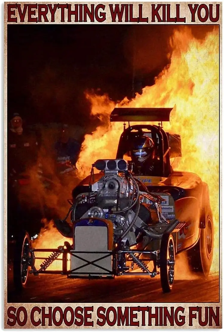 Vntge Tn Metl Sgn Rcer Drg Rcng Плакат Everythng Wll Kll You So Choose Somethng Веселый ретро Декор ron Pntng для дома