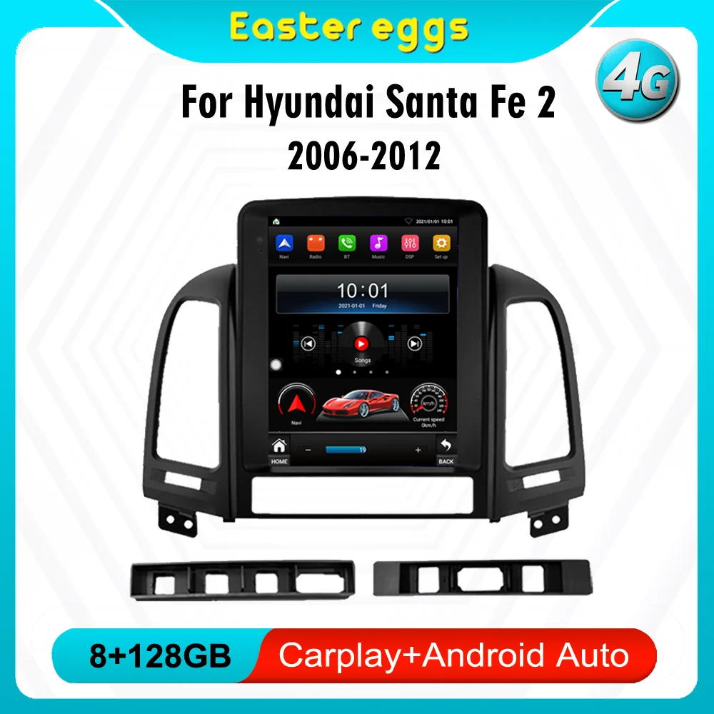 

For Hyundai Santa Fe 2 2006-2012 2 Din Car Radio Android 4G Carplay Tesla Touch Screen GPS Navigation Multimedia Player Stereo