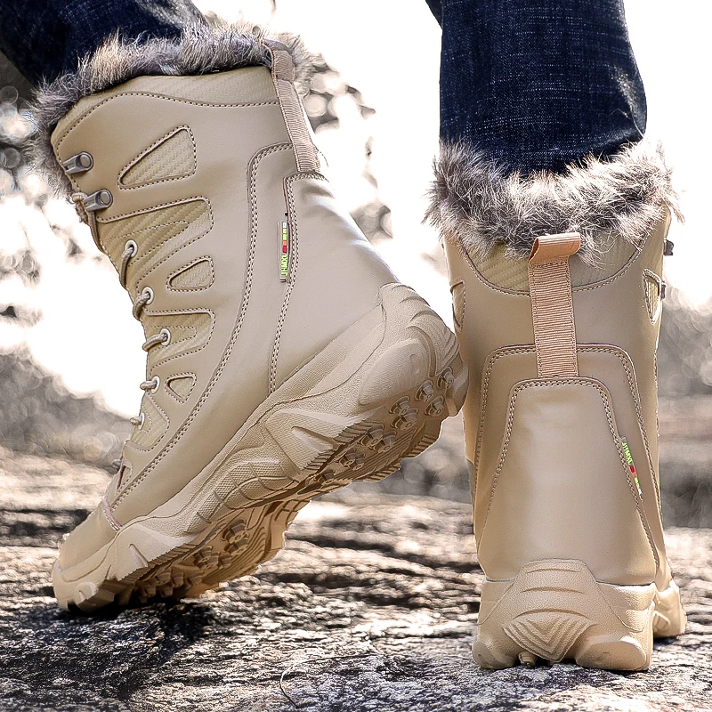 Winter Warm Snow Boots Men Hiking Boots High Quality Men's Boots Waterproof Combat Military Tactical Boots Men Trekking Sneakers