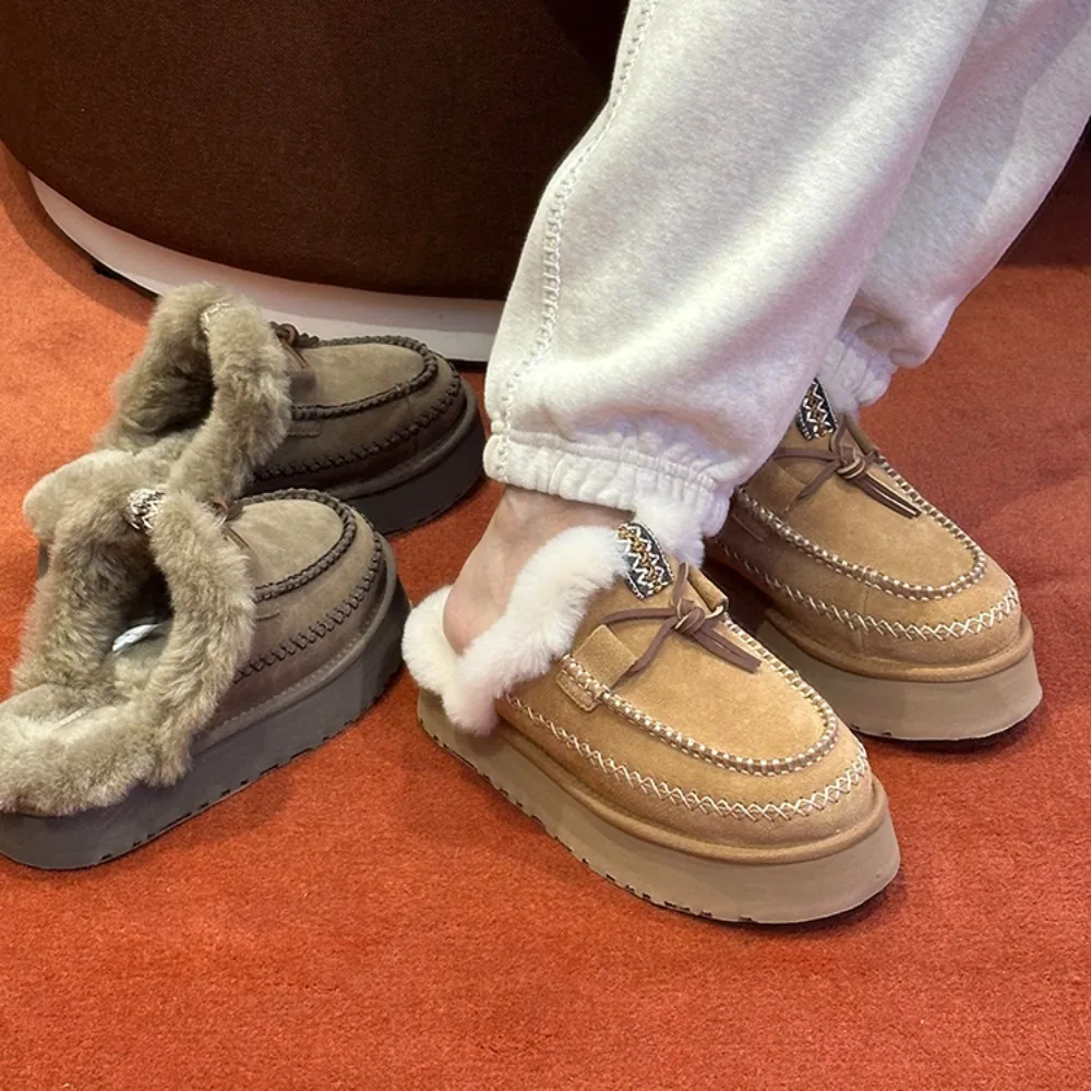 NIGO/женские осенне-зимние шерстяные тапочки в этническом стиле уличная обувь на