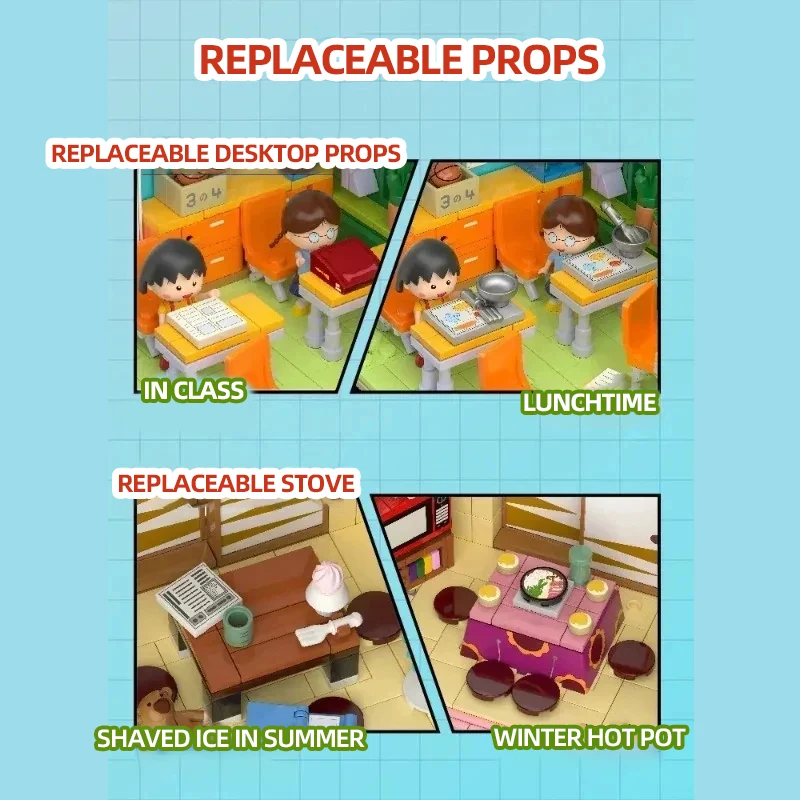 Wekki классический аниме дом сцена строительные блоки унисекс пластик небольшой