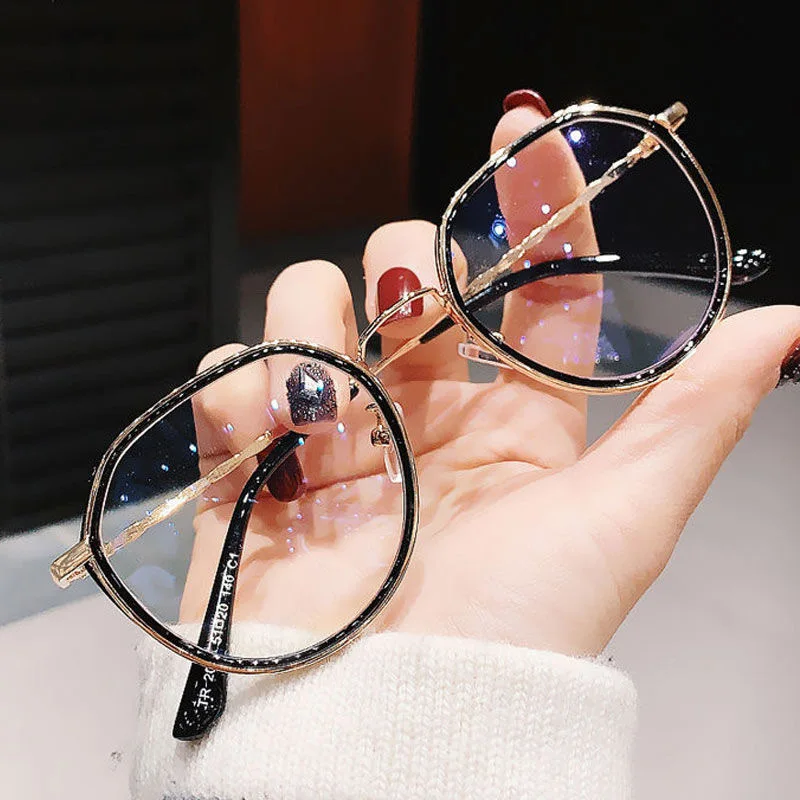 

Retro Round Metal Frame Glasses Anti-blue Radiation Glasses Men Women Students Fashion Blue Light Blocking Glasses Eyewear