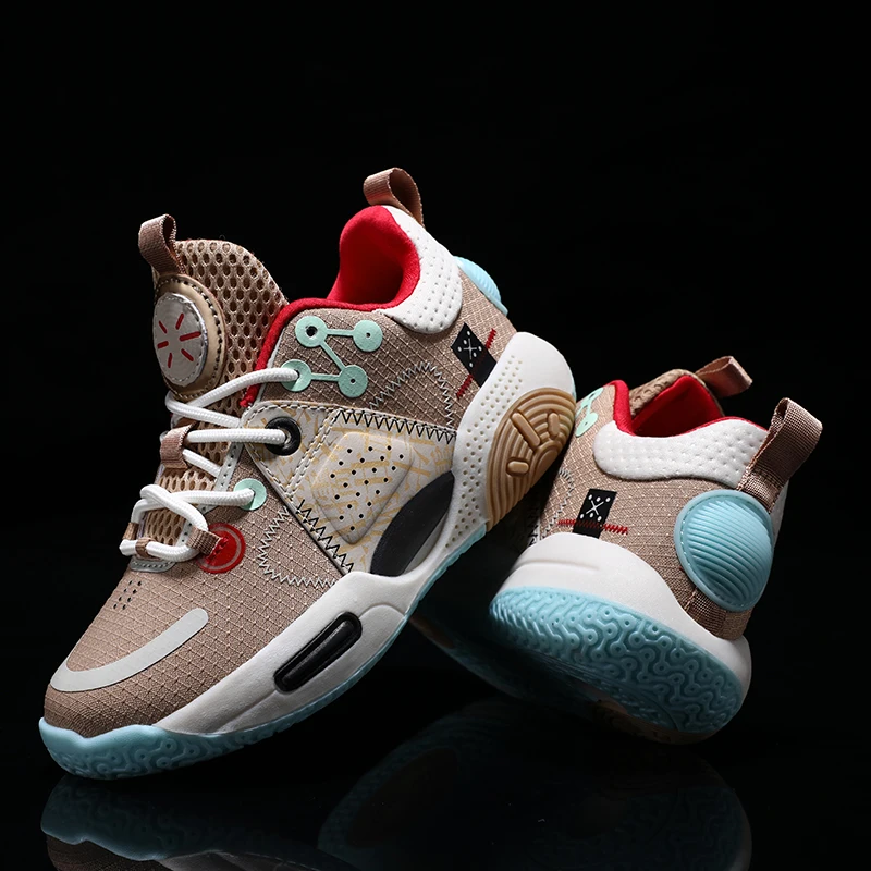 Four Season Basketball Shoes for Children Lightweight Children Shock Absorption Running Shoes Casual Sports Basketball Shoes