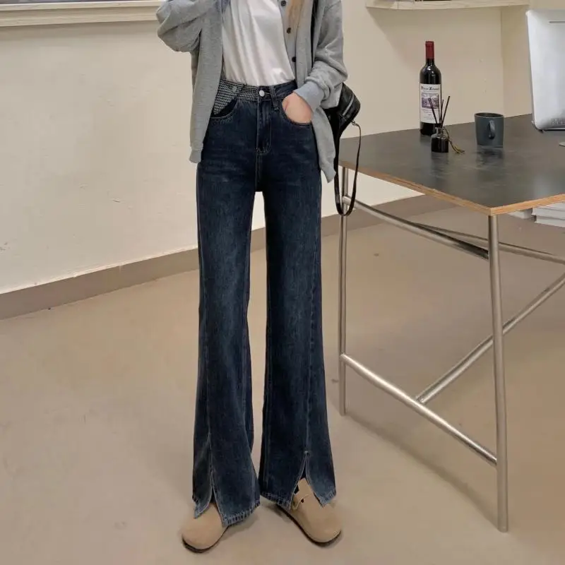 

N4185 New style niche design loose wide-leg pants mopping trousers jeans