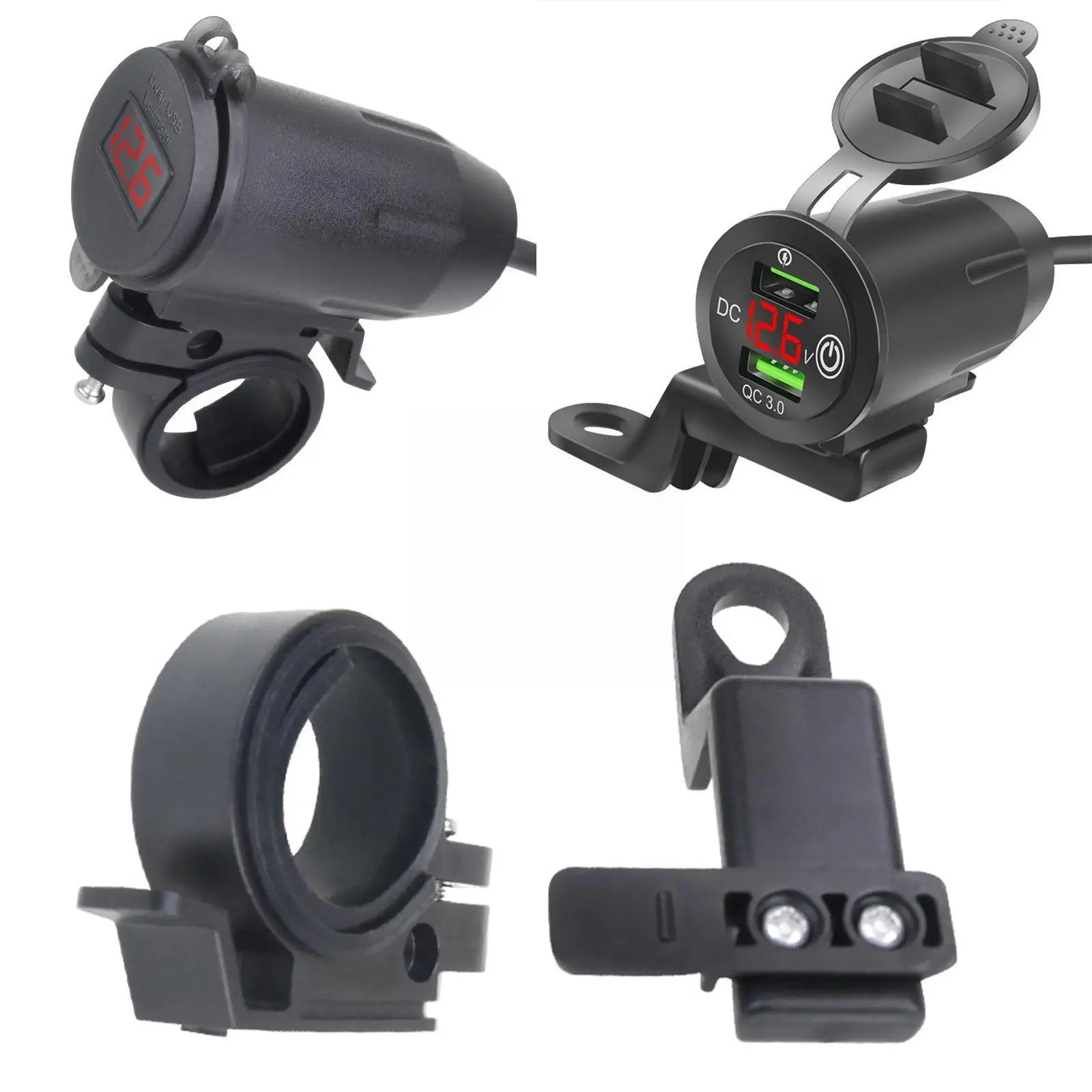 

Motorcycle Modified Charger Quick Charger Dual USB Parts Display Voltmeter LED USB Socket Motorcycle Charger Dual QC3.0 Y6Y1
