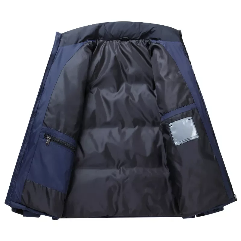 Coat White Duck Down Stitching Color Thick Warm Parkas Outerwear Men Coat Thicken Men Down Long Parka