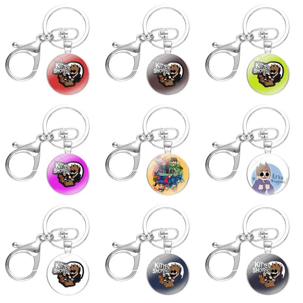 Модный креативный мультяшный дизайн Eddsworld котенок покупки милый кот Кот в брелоках ручная работа стекло кабошон сплавы брелки