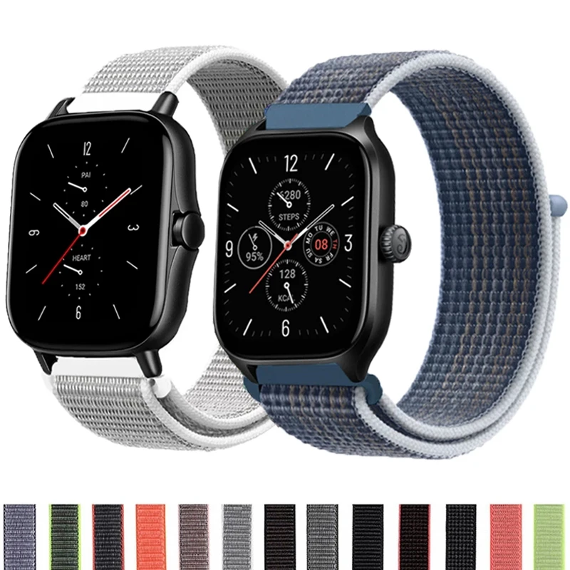 

Ремешок для часов Amazfit GTS/2/3/pro/2e/GTS2 Mini/GTR 42 мм/47 мм/GTR2/2e/stratos, нейлоновый браслет для Amazfit ремешок bip, 20 мм 22 мм