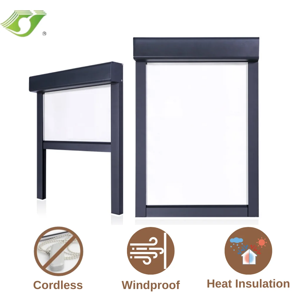 Уличные рулонные шторы беспроводной свернутый козырек свободная остановка