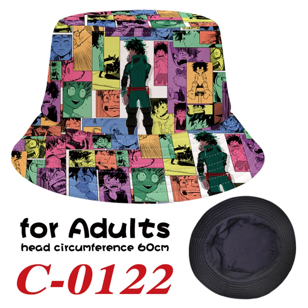 

My Hero Academia Printing Bucket Hat Casual Fisherman Hat Outdoor Hip Hop Cap Student Summer Sun Cap Boys Gilrs Canvas Beach Hat
