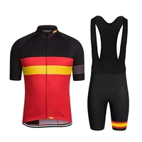 2022 team summer mens short sleeve cycling jersey with bib shorts summer black red germany bike