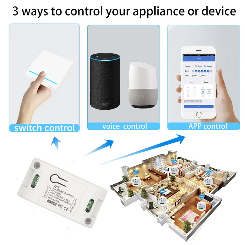 Wi-Fi мини-переключатель Tuya Smart Life приложение кнопка выключатель света RF 433 МГц
