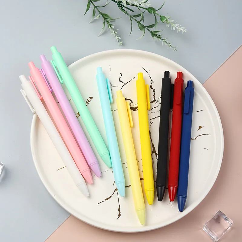 

New Factory Direct Sales Multiple Macarons Color Gel Pen Simple Press Black Pen Students' Office Stationery