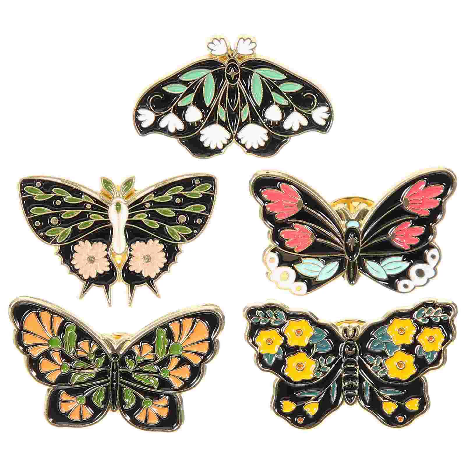 

5pcs Butterflies Brooch Pin Metal Lapel Pin Backpacks Badge Retro Clothes Jewelry