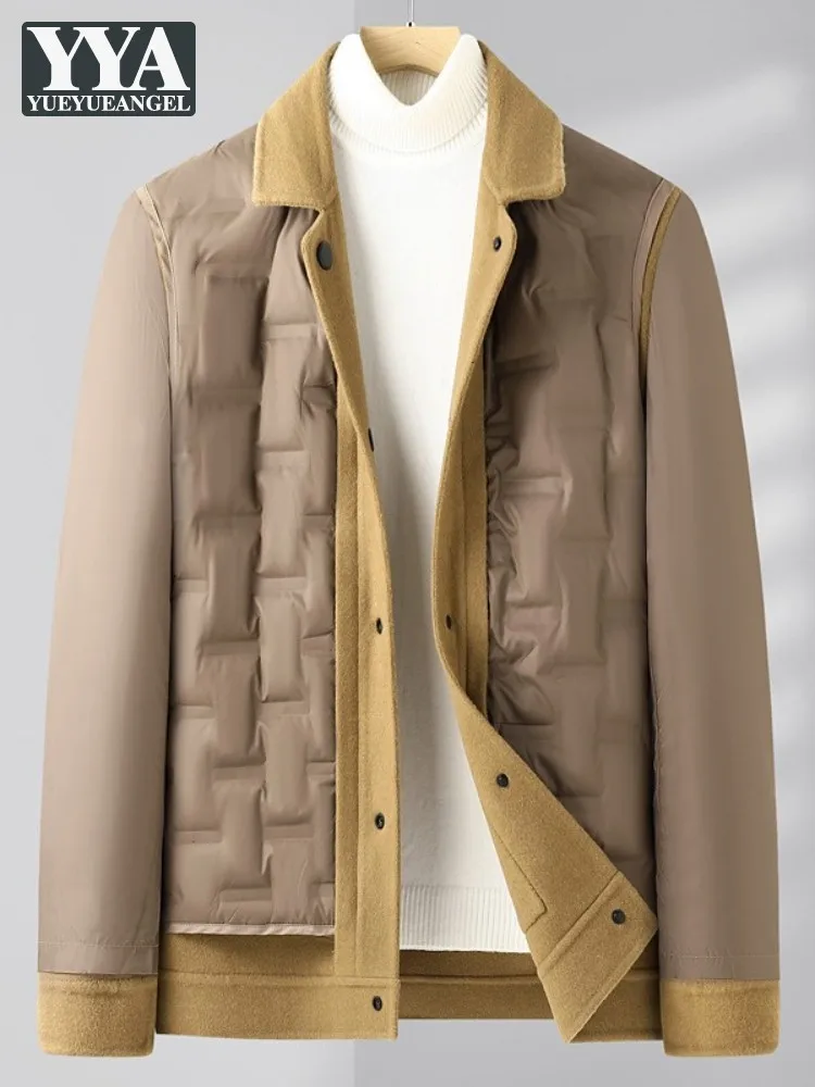 

Осенне-зимнее мужское шерстяное пальто, плотная теплая куртка на Пуховой подкладке для работы и отдыха, однотонная однобортная мужская вер...