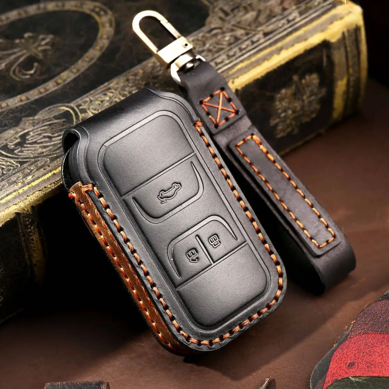 

Car Key Case Cover Fob Leather Keychain Holder Accessories for Chery 3 Button Tiggo 3 5X 4 8 Glx 7 2019 2020 Arrizo Keyring Bag