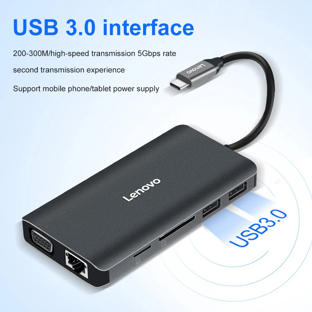 

10 in 1 Multi Splitter Adapter Aluminum Alloy Type-C USB C Adapter RJ45 VGA USB Splitter Hub HDMI-compatible for Laptop Computer