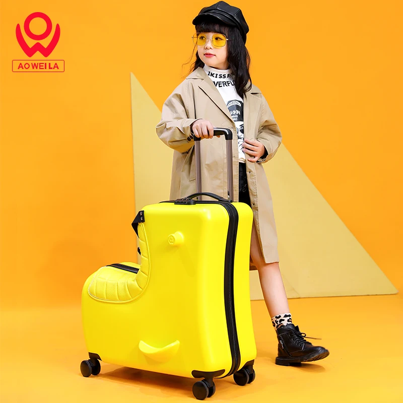 AOWEILA Kids Suitcase on wheels Cushion Travel Luggage Ride on Suitcase for Child Fit for 3-12 years old  24 Inch