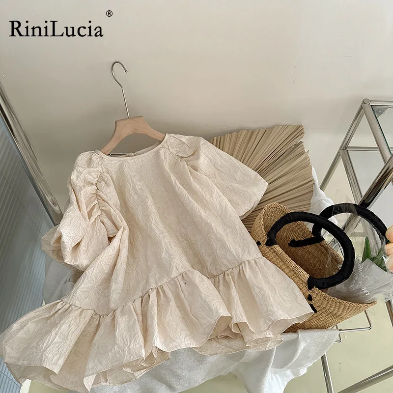 

RiniLucia Autumn Baby Girl Dress Clothes 2023 New Children Clothing Solid Long Sleeve Ruffles Girls Dresses Costume Kid DressC01